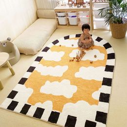 Carpets Ins Cartoon Oval Large Area Living Room Decorative Carpet Cute Thickened Soft Bedroom Children Room Carpets Plush Washable Rug 230926