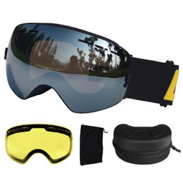 Outdoor Eyewear LOCLE Antifog Ski Goggles UV400 Glasses Double Layers Skiing Snowboard Snow With One Brightening Lens 230926