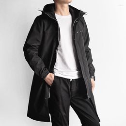 Men's Trench Coats Plus Size Long Coat 2023 Spring Autumn Black Grey Windbreaker Men Hooded Jacket Casual Outfits 6XL 7XL 8XL