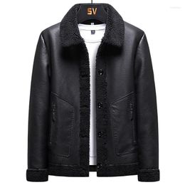 Men's Fur Fashion Winter Thick Warm Fleece PU Leather Jacket Men Motorcycle Windbreaker Coat Plus Size 6XL 7XL 8XL 2023