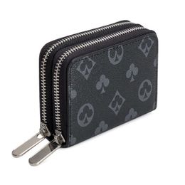 Womens Mens Designer Fashion Zipped Pocket Luxury Wallet Coins Credit Cards Case Brown Monogrammed Plaid Canvas wallets Black Prin186N