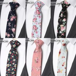 Necktie Men Fashionable Cotton Flower Ties Classical Colorful Floral Lovely Neck Ties Mens Skinny Wedding Party Gift Tie3084