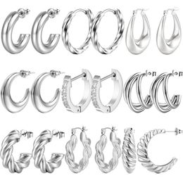 Hoop Earrings 925 Sterling Silver Classic Vintage Color Series C-shaped Crescent Fashion Women's Jewelry Gifts