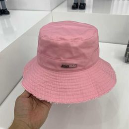 Wide Brim Hats Bucket Hats The New JACQUE Korean Same Paragraph Pink Fisherman Hat Ladies Hat All-match Sunscreen Female Beach Hat250E
