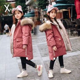 Down Coat Girl Winter Parkas Teen Young Girls Warm Coat Outerwear Teenage Outfit Children Kids Girls Fur Hooded Jacket for 5 8 10 12 Years 230926