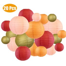 Other Event Party Supplies 20 Pcs Paper Lantern Assorted 6" 8" 10" 12" lampion Mixed Wine Peach Orange Gold Paper Lantern Wedding Party Home Hanging Decor 230926