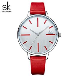 Shengke Luxury Quartz Women Watches Brand Fashion Leather Ladies Watch Clock Relogio Feminino for Girl Female Wristwatches259V