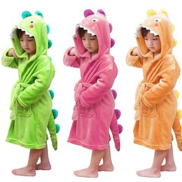 Pyjamas LOlanta Kids Plush Hooded Bathrobe Dinosaur Flannel Fleece Robe for Boys Girls Sleepwear Dressing Gown Gift 230925