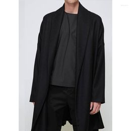 Men's Wool Autumn And 2023 Winter Thickening Long Black Cardigan Woolen Coat Belt Jacket Korean Version Of The British S-4XL