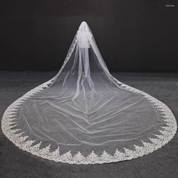 Bridal Veils Luxury Long Wedding Veil With Comb 4 Meters Lace One Layer White Ivory 400cm High Quality Accessories