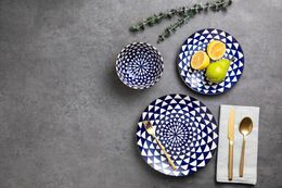 Plates Blue Medallion 12 Piece Dinnerware Set