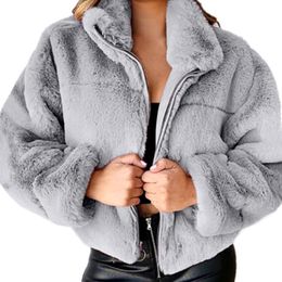 Womens Fur Faux Female The United States Imitation Warm Coat Rabbit Hair Plush Zip Cardigan Europe Autumn Explosion Winter 230925