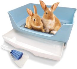 Small Animal Supplies Large Rabbit Litter Box Set Round Corner Toilet Bedpan with Drawer Easy To Clean for Adult HamsterGuinea PigFerretBunny 230925