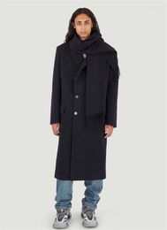 Men's Wool Black Coat 2023 Winter Korean Knee Length Double-Sided Cashmere Fashion Simple Youth