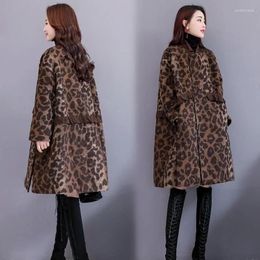 Women's Wool Leopard Print Woolen Coat Women Autumn Winter Korean Fashion Femme Cape Jacket Casual Warm Monteau Long Overcoat