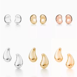 T bean Design stud earrings Charm teardrop Love earrings 925 sterlling silver 18k gold plated jewelry Fashion Classic Luxury Brand287U