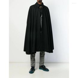 Men's Wool Winter Autumn And Europe The United States Tide Men Loose Cardigan Cloak Jacket Bat Shirt Long Wild Lapel Windbre