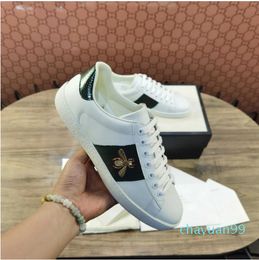 Fashion Woman man Designer shoes Lace-up flat Shoes Bee tiger snake Embroidered lady sneake boy girl shoe white with big size eur