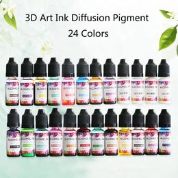 Other Office School Supplies 24 Colours 10ML Art Ink Alcohol Resin Pigment Kit Liquid Colourant Dye Diffusion UV Epoxy Jewellery Making 230927