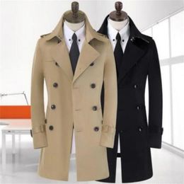 Men's Trench Coats Spring Autumn Wear Mid-Length Business Casual Slim Double Breasted Windbreaker Casaco Mas Jaquetas Masculina