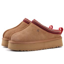 Tasman Pantofole Tasman Chesut Ciabatte in pelliccia Pelle di pecora Shearling Tazz Nuovi Ciabatte Donna Uomo Ultra Platform Boot Slip-on Scarpe in pelle scamosciata Autunno