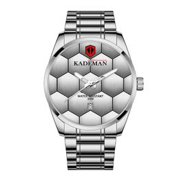 KADEMAN Brand High Definition Luminous Mens Watch Football Texture Quartz Calendar Watches Leisure Simple Stainless Steel Masculin311m