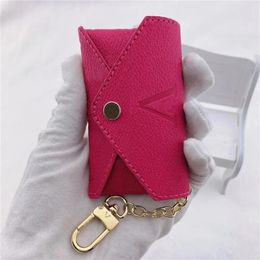 Unisex Womens Men Designer Keychain Fashion Leather Purse Keyrings Brand Old Flowers Mini Wallets Coin Credit Card Holder 8 Colors256Z