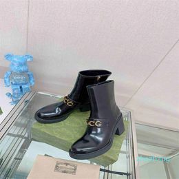 2023- Fashion Women's Boots with Black Leather Side Zipper Martin Boots High Quality Boots