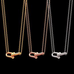 Pendant Necklaces Titanium Steel 18K Gold Plating HardWear T Letter 2-section Long And Short U-shaped Women Necklace Bracelet Earr249W