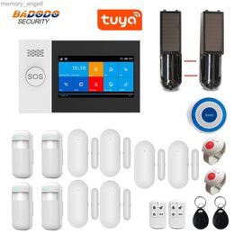 Alarm systems WiFi GSM GPRS Tuya APP Intelligent Home Burglar Alarm System 4.3 Inch Touch Screen Solar Infrared Beam Sensor Optional YQ230927