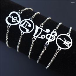 Charm Bracelets 12 Pcs Stainless Steel Music Note Bracelet Instrument Guitar Wristband Jewelry For Women Men Mix Styles Wholesale