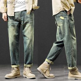 Men's Jeans KSTUN Jeans For Men Baggy Pants Loose Fit Harem Pants Vintage Clothes Men Fashion Pockets Patchwork Large Trousers Oversized 42 L230927