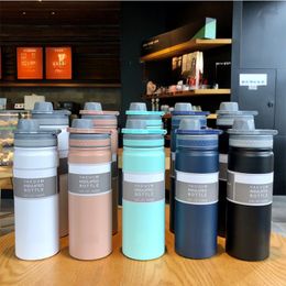 Mugs 530/750ml Thermos Cup with Straw Stainless Steel Cover Insulation Straight 230927
