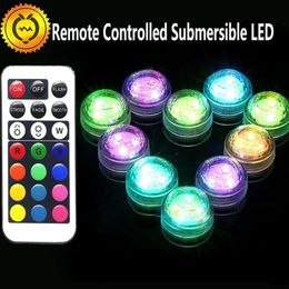 10pcs Party Mini LED Strings With 1piece Battery Remote Control Submersible Table Lamp Indoor Decoration Christmas Wedding Lightin257G