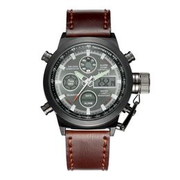 AMST Customized Personalized Leather Minimalist 50 Meters Waterproof Sport Wrist Watch AM3003256j