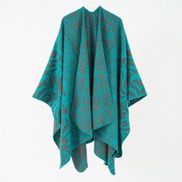 Scarves Fashion Floral Ponchos For Women Winter Warm Thick Oversized Shawls and Wraps Cashmere Pashmina Female Bufanda Mujer Luxury 230927