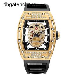 Richardmill Watch Luxury Milles Watch Richards Mile Pan Weibo Same Style Mens Barrel Shaped Diamond Skeleton Quartz Hollow Out Sports Fashion