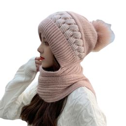 New wind hat bib Korean version of all-in-one autumn and winter ear protection knitted two-piece women's Woollen hat scarf