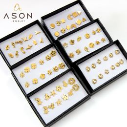 Stud ASONSTEEL 6pairs Box s Vintage Women's Earrings Set Snowflake Piercing Stainless Steel Modern Gold Colour 2023 230926