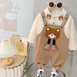 Clothing Sets 2023 Autumn Newborn Baby Girls Clothes T-Shirt + Overalls Romper Suit Cartoon Bear Boys Outside Wear 230927
