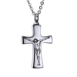 Silver Cross Cremation Keepsake Urn Pendant Necklace for Ash-Funeral Ash Urn Jewelry Memory Locket with Fill Kit218S