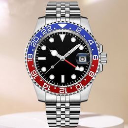 Mens Master GMT Watch AAA Automático Vermelho Azul Pepsi Safira Luminosa Relógios de Pulso Designer Luxo Homem Pulseira de Aço Relógios Montre Relógios de Alta Qualidade