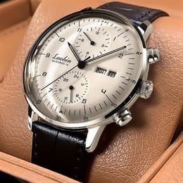 Wristwatches Luobin Automatic Mechanical Watch Men Top Dress Watches 42mm Stainless Steel Calendar Luminous Wristwatch Mens 202289z