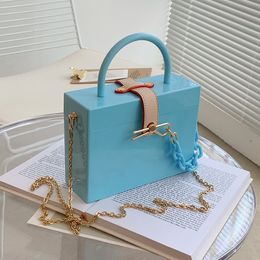 Evening Bags Pvc Box Shape Bag Acrylic Portable Chain Handbag Luxury Bow Women Designer Party Small Lady Purses 230926