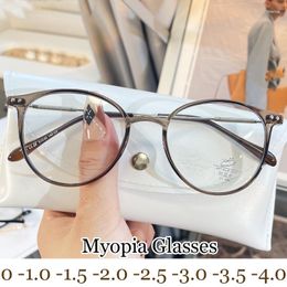 Sunglasses Anti Blue Light Blocking Myopia Glasses Fashion Trend Round Frame Short-sight Eyewear Finished Minus Diopter 0 TO -4.0