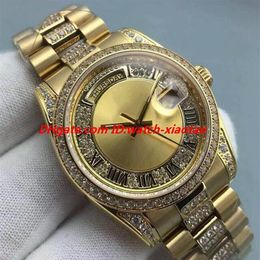 Luxury Watch 8 Style Midsize 18K Yellow Gold Quickset Full Pave Diamonds Dial 36mm Automatic Fashion Men's Watches Wristwatch2105