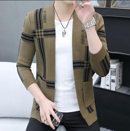 Desinger Fashion Knitted Cardigans Chequered warm Sweaters Men Casual Trendy printed letter Coats long sleeves black fashion pluz size Jacket male Clothes coats