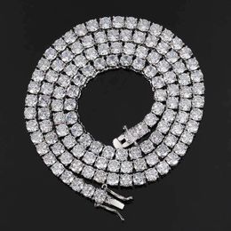 Hot trend hip-hop tennis chain row of diamond copper inlaid zircon men's necklace accessories