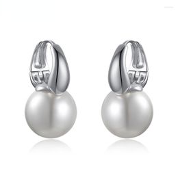 Stud Earrings Pure 925 Sterling Silver Shell Pearl For Women Engagement Wedding Luxury Piercing Ear Fine Jewellery 2023 Trend