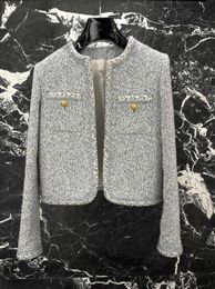 Women's Jackets Designer 2023 women vintage tweed blazer jacket coat female milan runway dress causal long sleeve tops clothing suit 5B7M